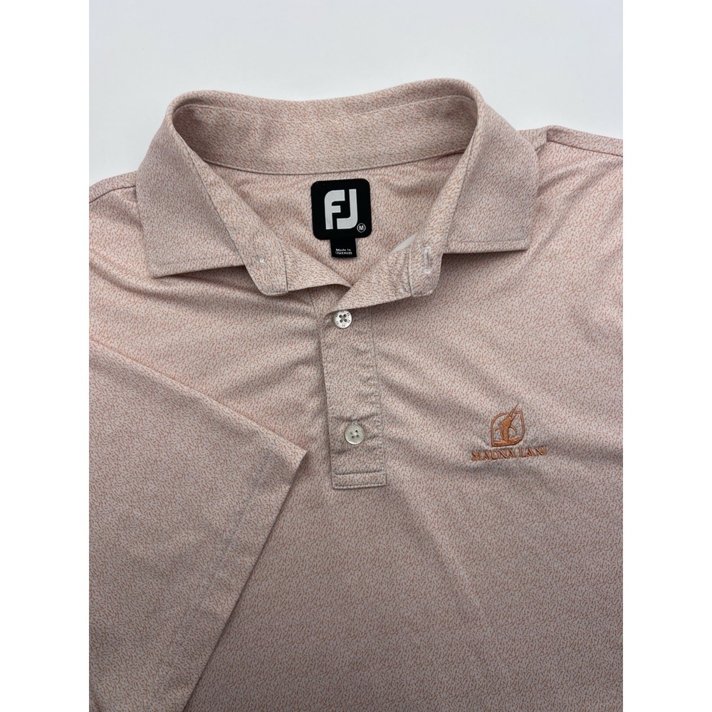 FootJoy Golf Polo Shirt Men's M Orange Geometric‎ FJ Performance Mauna Lani Golf